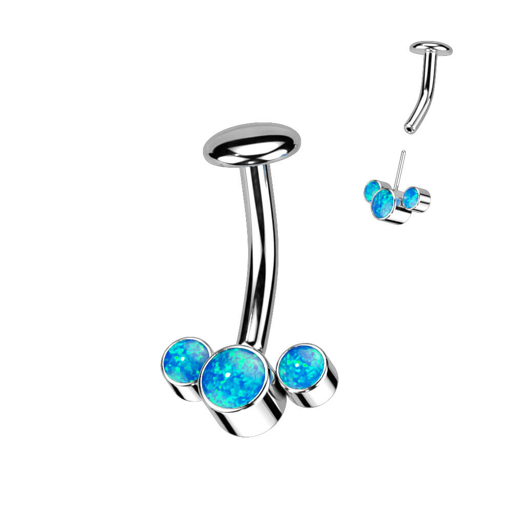 Titan Bauchnabelpiercing 3 Opal Silber Push-In