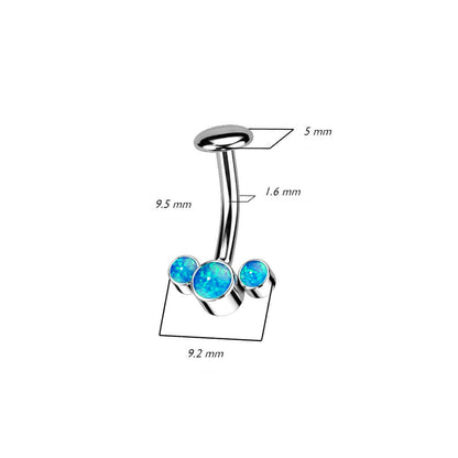 Titan Bauchnabelpiercing 3 Opal Silber Push-In