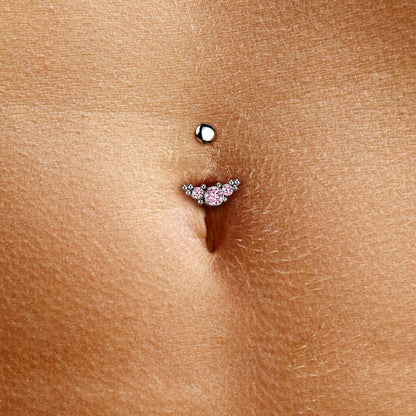 Titanio Piercing ombligo 3 Circonita Plata Push In