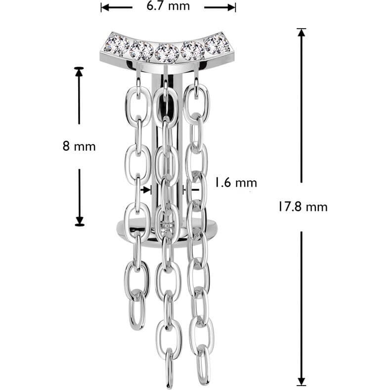 Titane Piercing Nombril 3 Chaînes Zircone Enfoncer