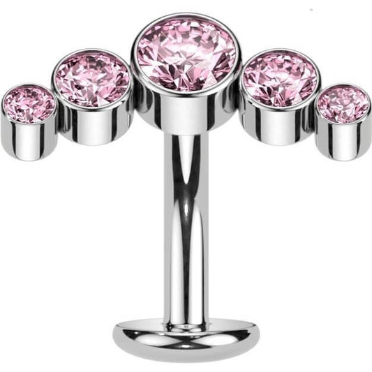 Titanium Belly Button Piercing 5 Zirconia Silver Push-In