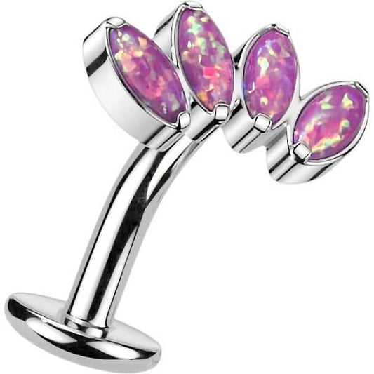 Titan Bauchnabelpiercing Marquise Schliff 4 Opal Push-In