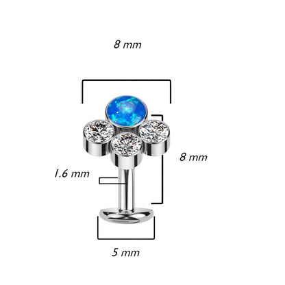 Titan Bauchnabelpiercing Zirkonia Opal Silber Push-In