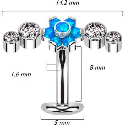 Titanium Belly Button Piercing flower opal zirconia Push-In