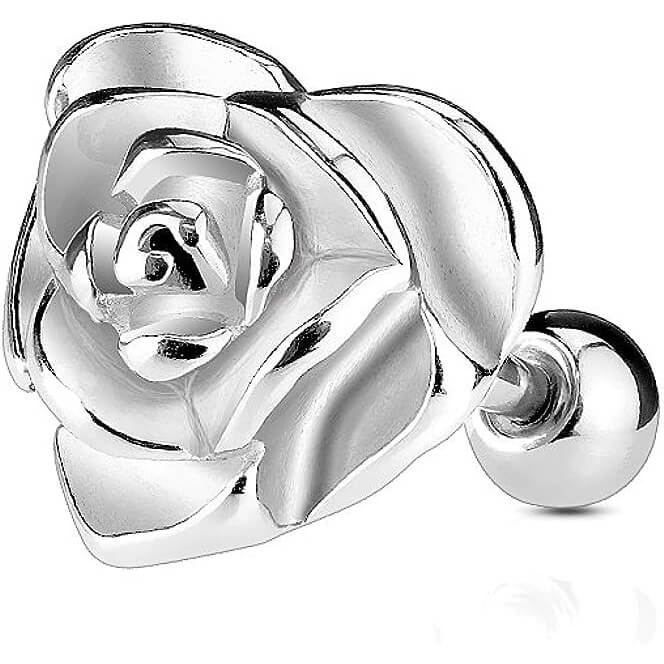 Barbell Herz Rose Zirkonia Silber