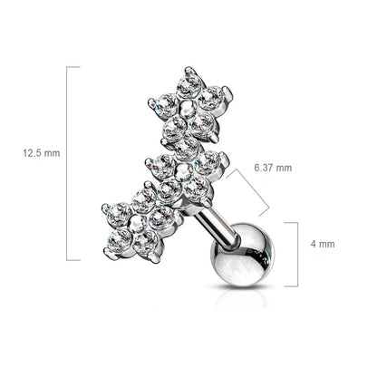 Barbell Flower Zirconia Silver