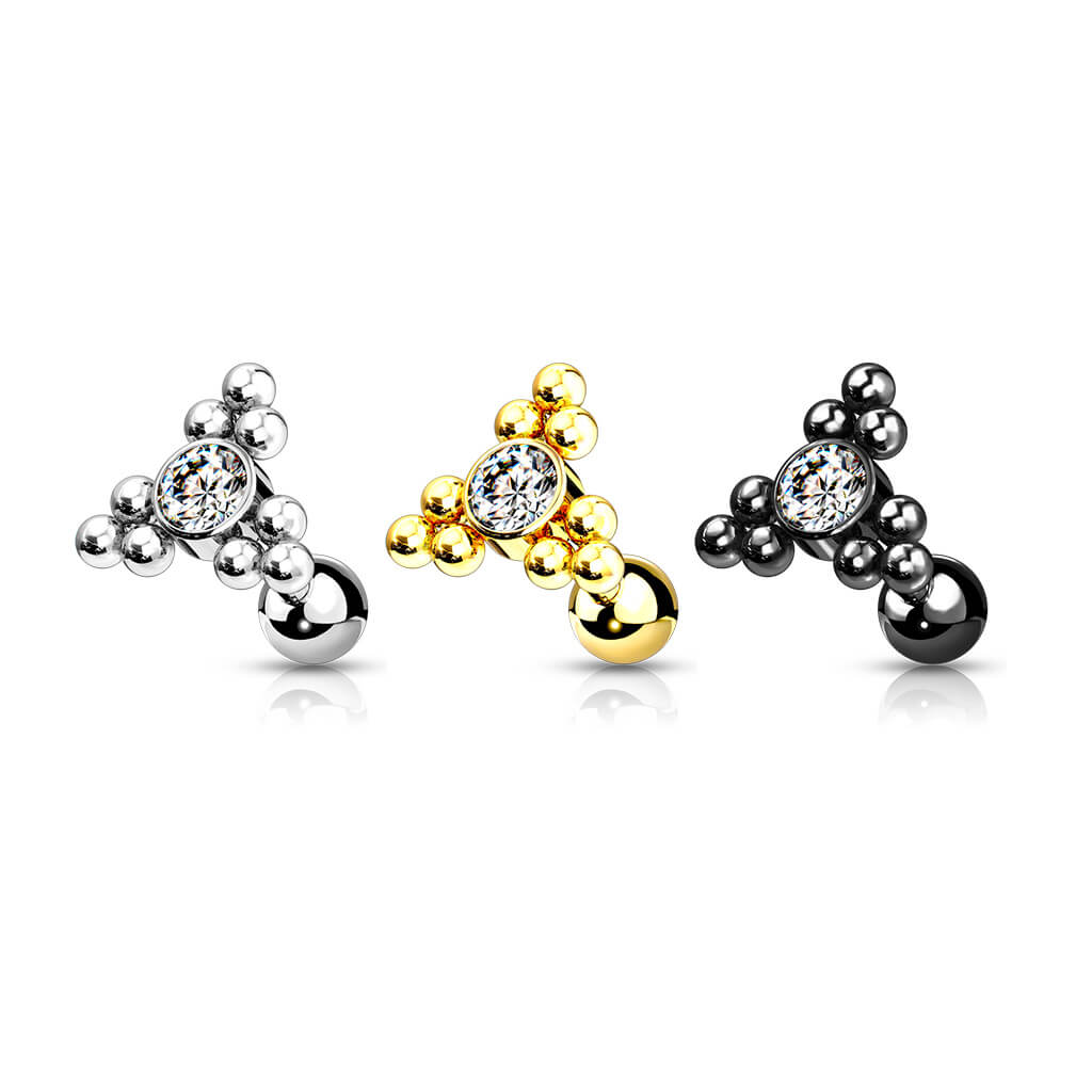 Barbell Triangolare con zircone