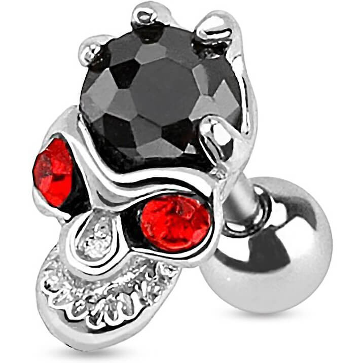 Barbell Skull Zirconia Silver