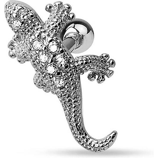 Barbell Gecko Zirconia Silver