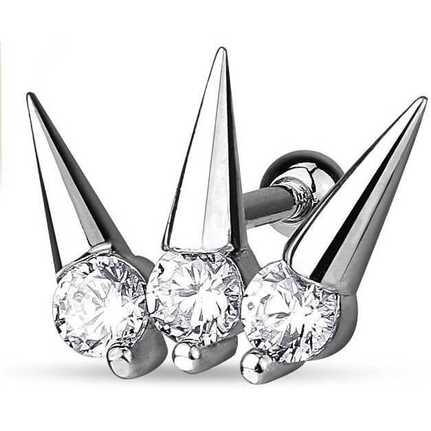 Barbell Spike Zirconia Silver