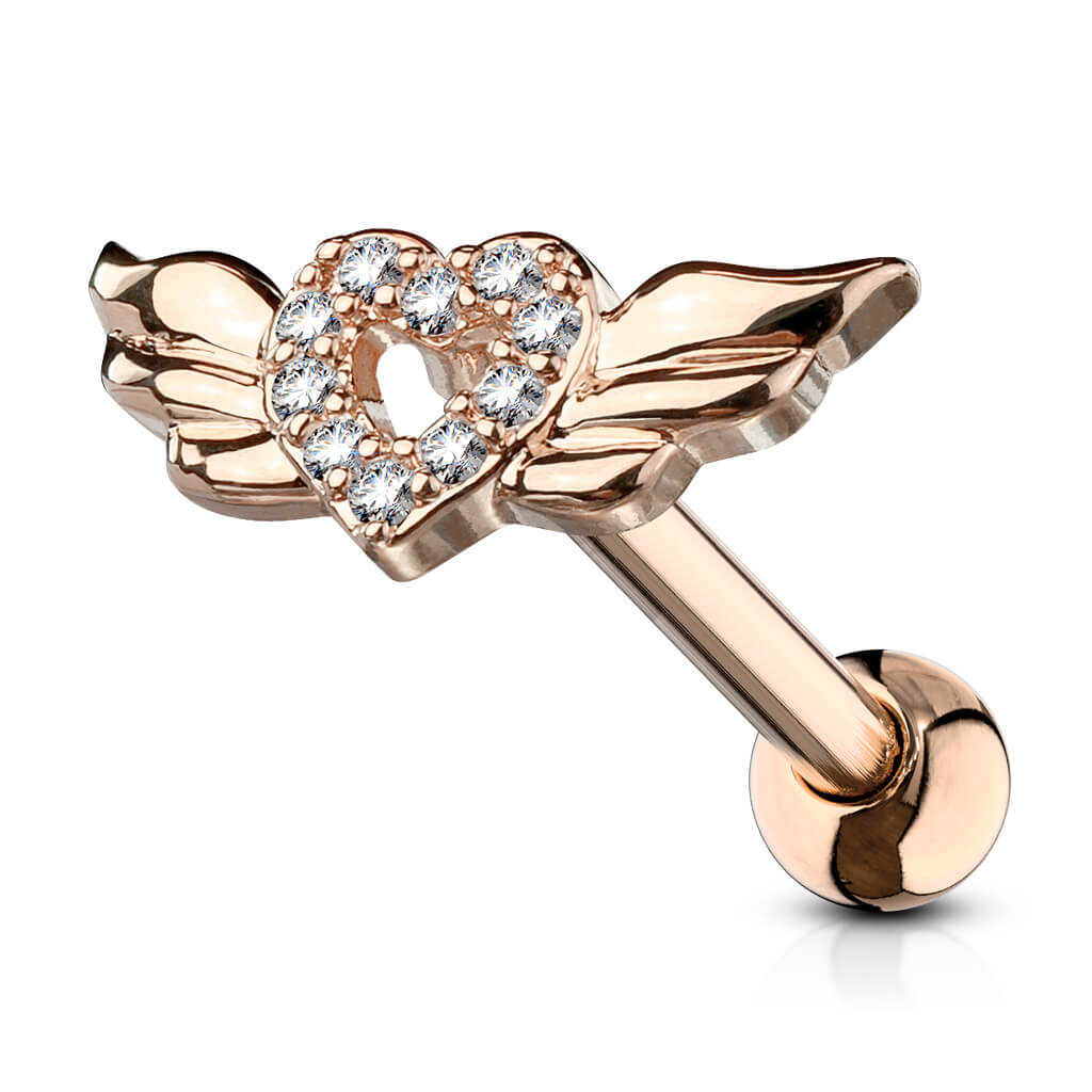 Barbell Heart Wing Zirconia