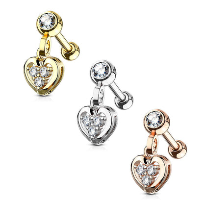 Barbell Heart dangle Zirconia