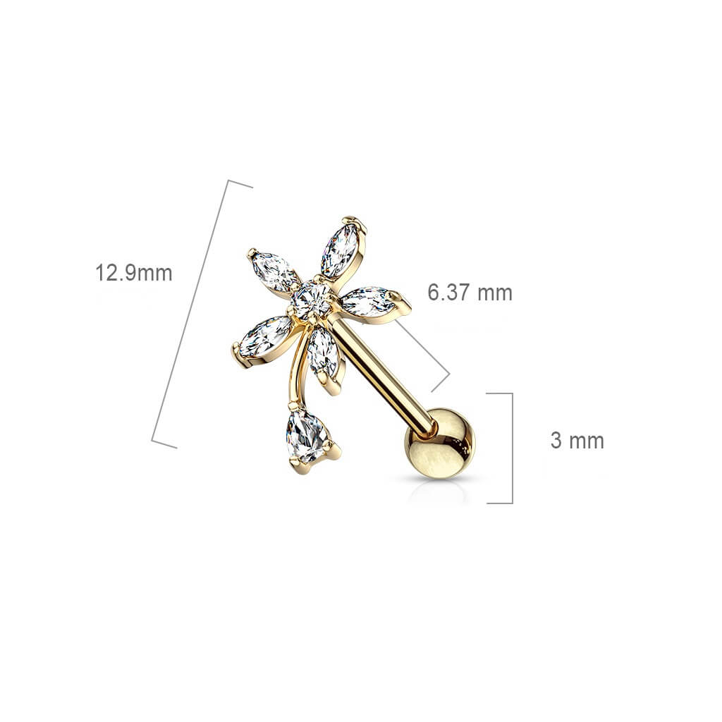 Barbell Blume Zirkonia