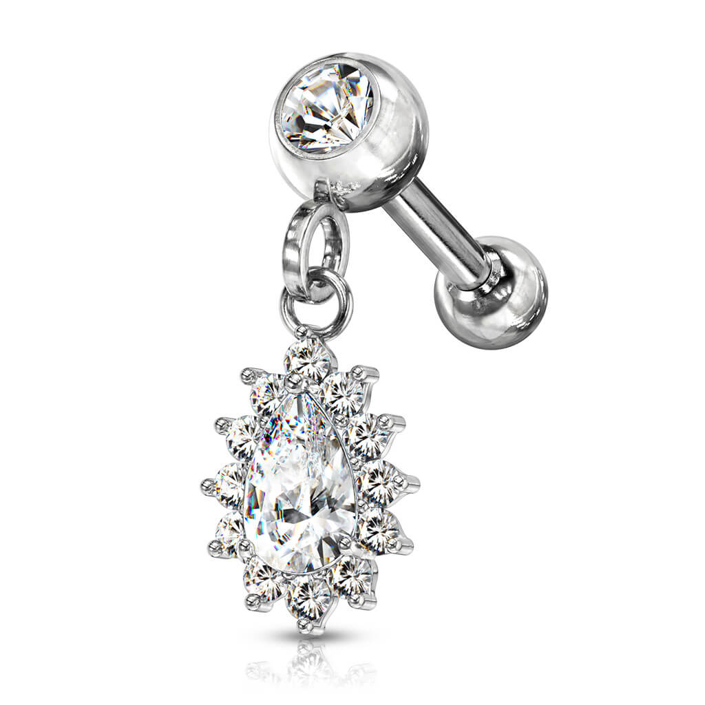 Barbell Pear dangle Zirconia