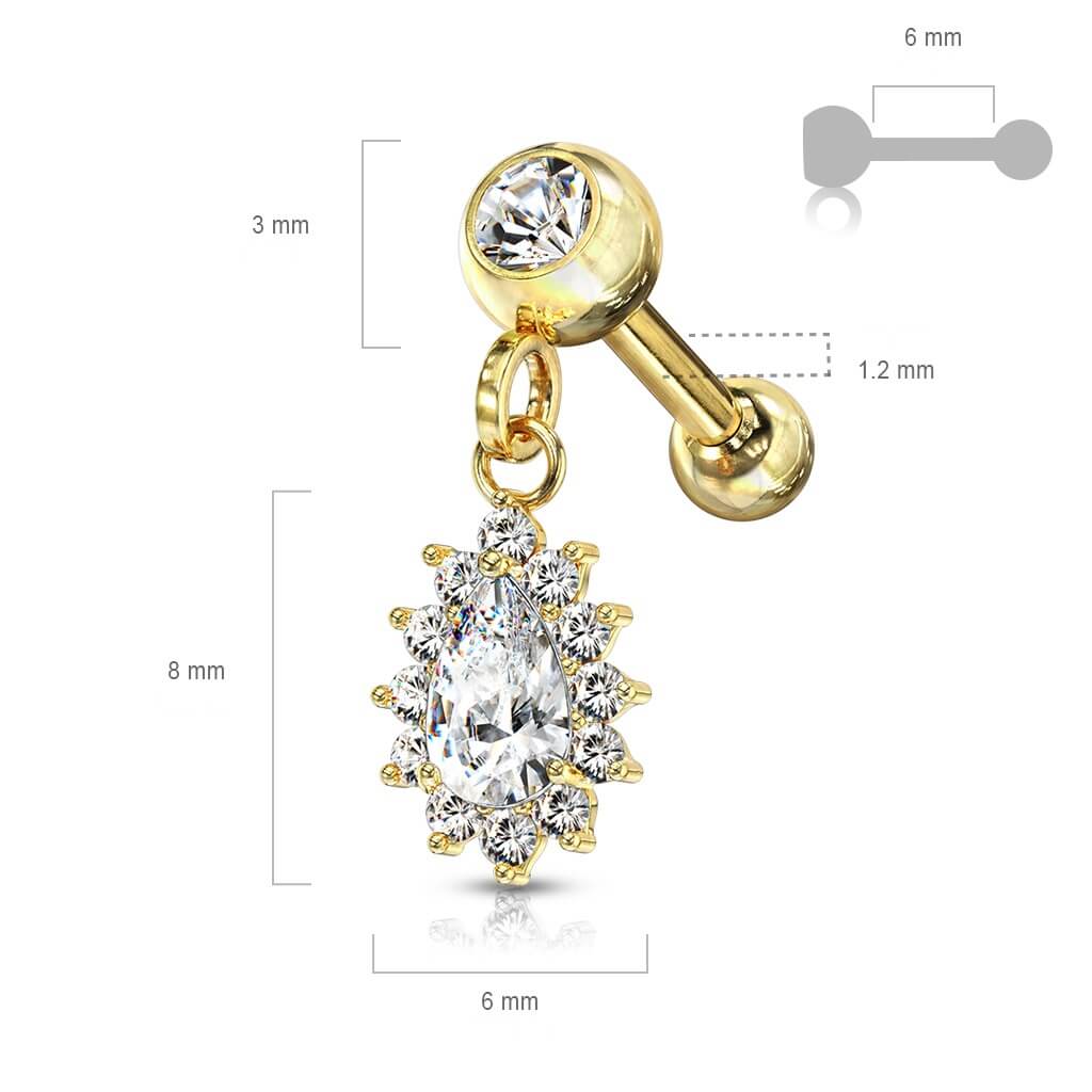 Barbell Pear dangle Zirconia