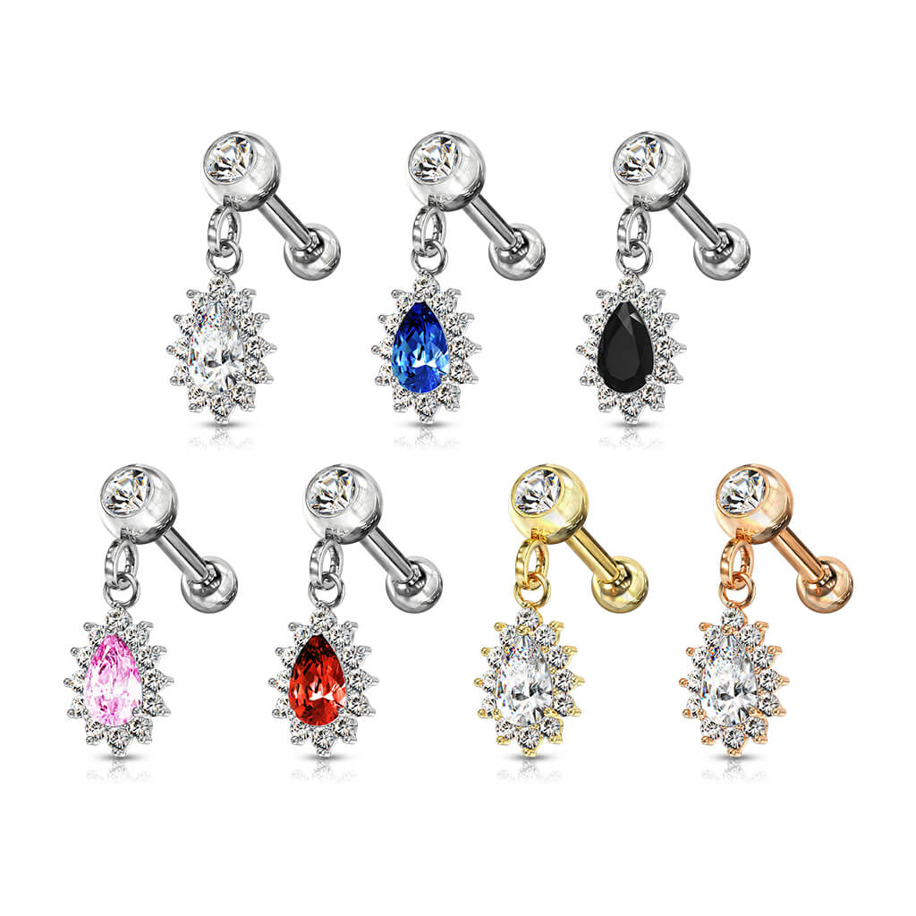 Barbell Pear dangle Zirconia