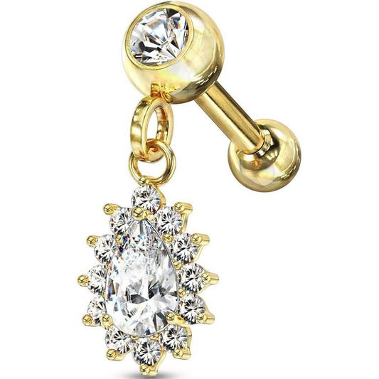 Barbell Pear dangle Zirconia