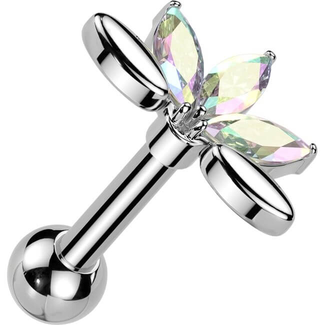 Barbell 5 zirconia marquise cut fan