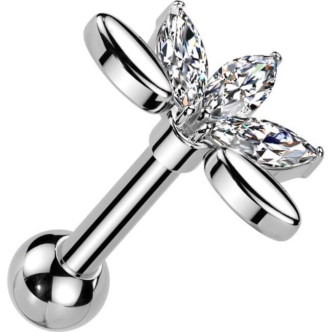 Barbell 5 zirconia marquise cut fan