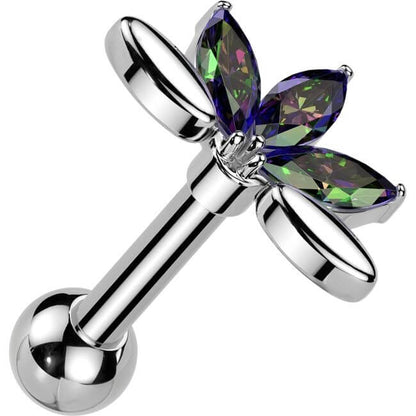 Barbell 5 zirconia marquise cut fan