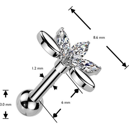 Barbell Fächer 5 Zirkonia Marquise Schliff