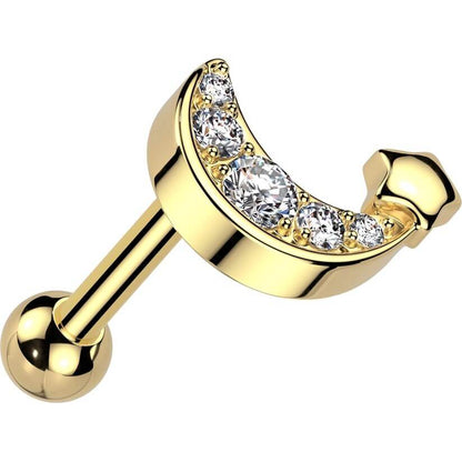 Barbell star crescent moon zirconia