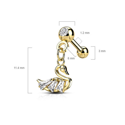 Barre Pendentif Cygne Zircone