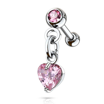 Barbell Heart dangle Zirconia