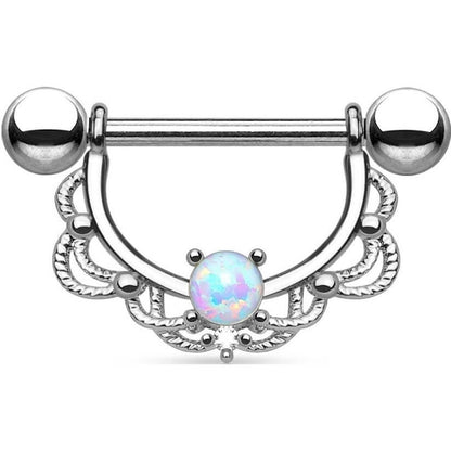 Nippelpiercing Kranz beweglich Opal