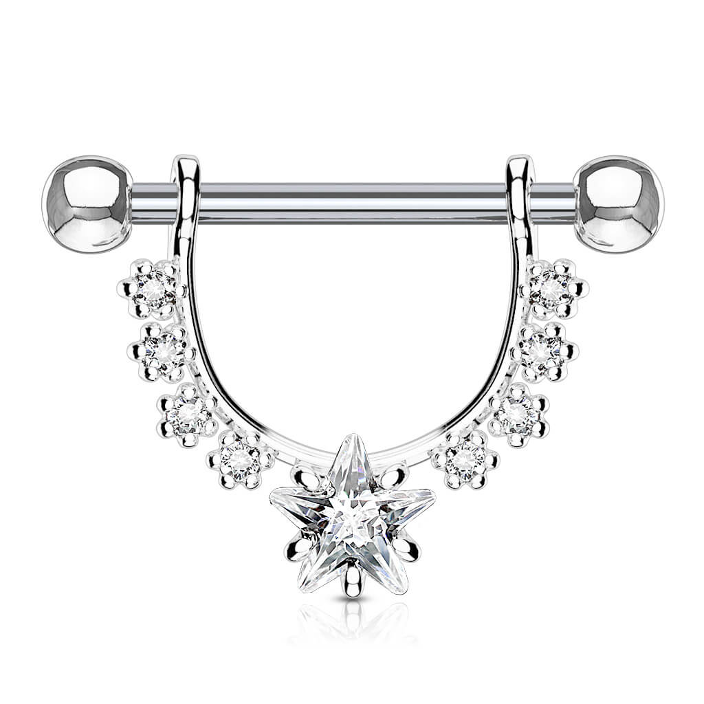 Nipple Piercing Wreath Star dangle Zirconia