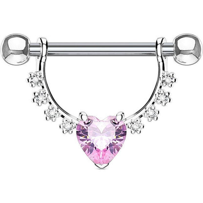 Nipple Piercing Wreath Heart dangle Zirconia