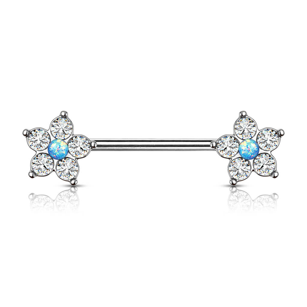 Nipple Piercing Flower Zirconia Silver