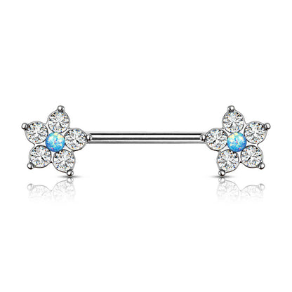 Piercing Capezzolo Fiori d´argento con zirconi