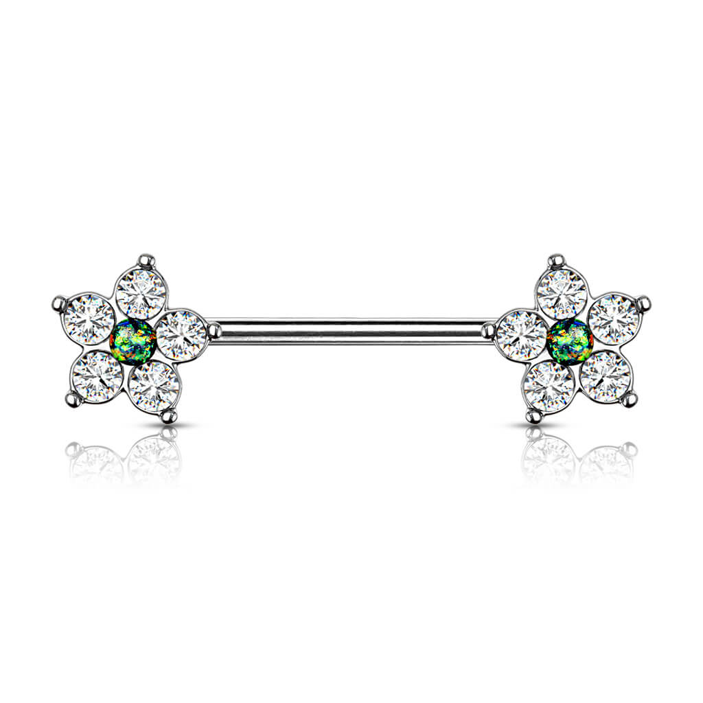 Nipple Piercing Flower Zirconia Silver