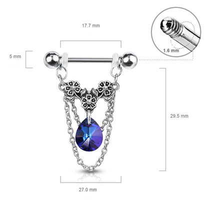 Nipple Piercing Chains dangle Zirconia