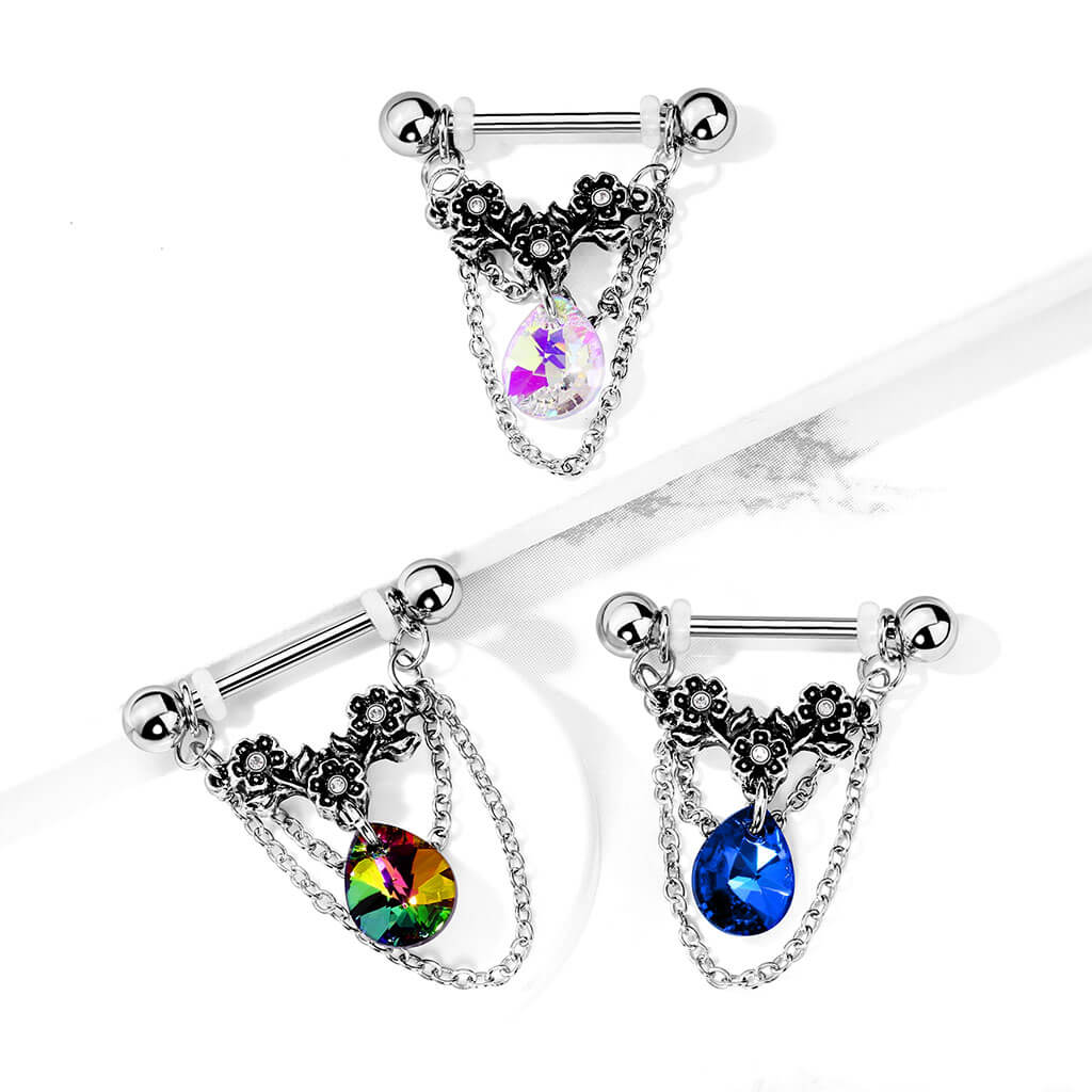 Nipple Piercing Chains dangle Zirconia