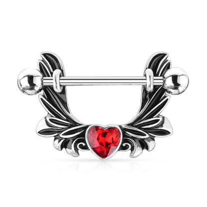 Nipple Piercing Angel Wings Heart Zirconia