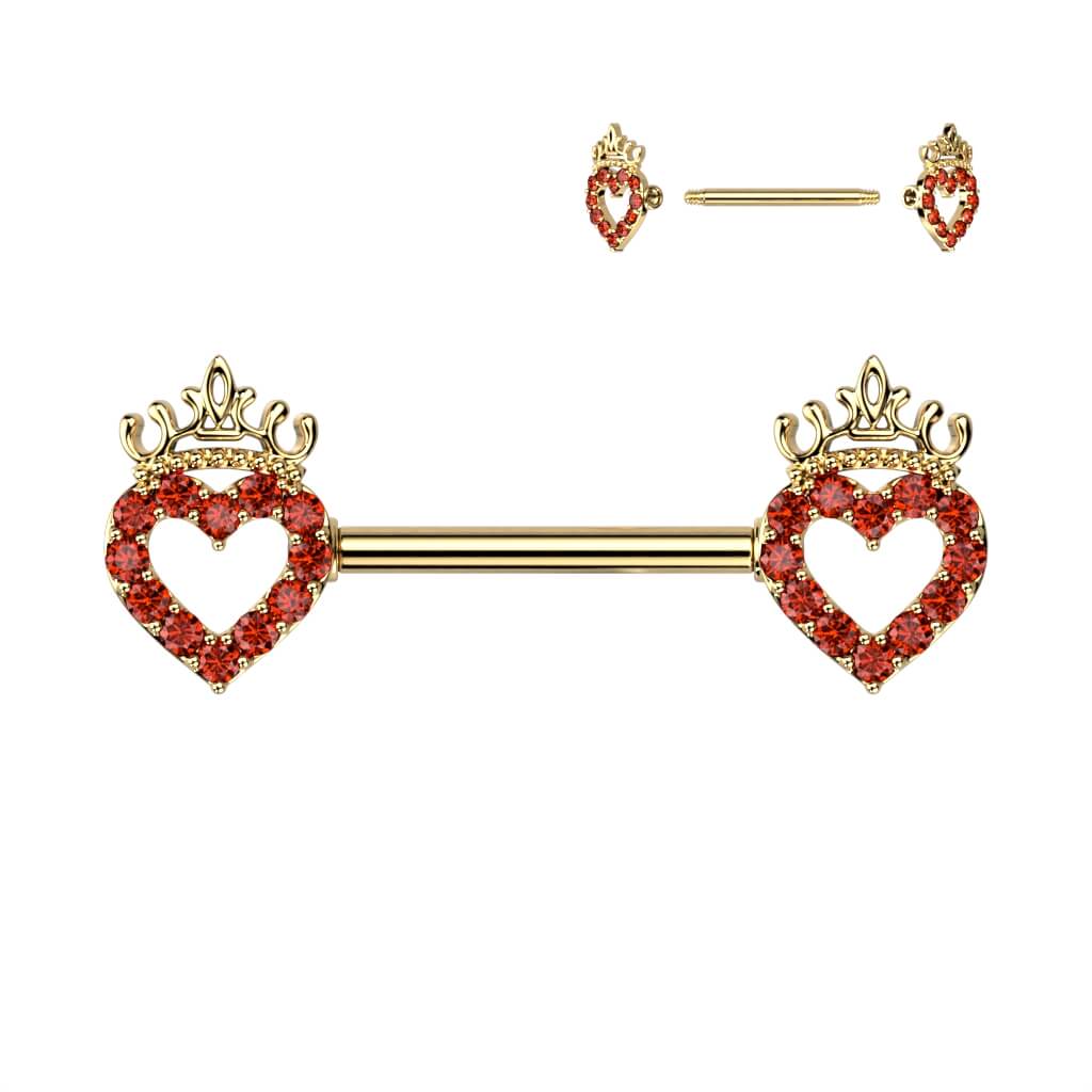 Nipple Piercing Heart Crown Zirconia