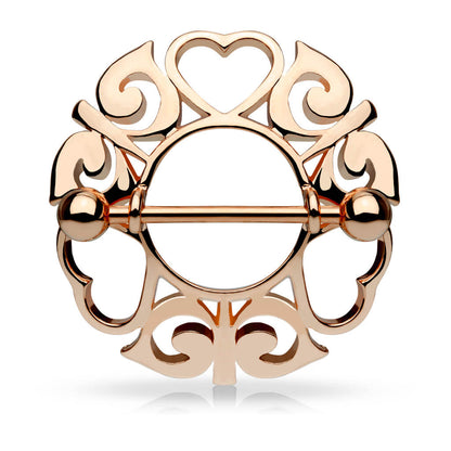 Nipple Piercing Heart Tribal Round