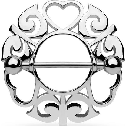 Nipple Piercing Heart Tribal Round