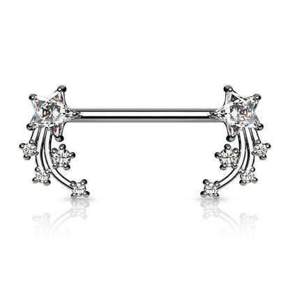 Nipple Piercing Shooting Star Zirconia Silver