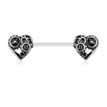 Nippelpiercing Herz Steampunk