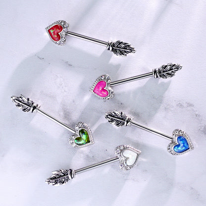 Nipple Piercing Heart Arrow Opal