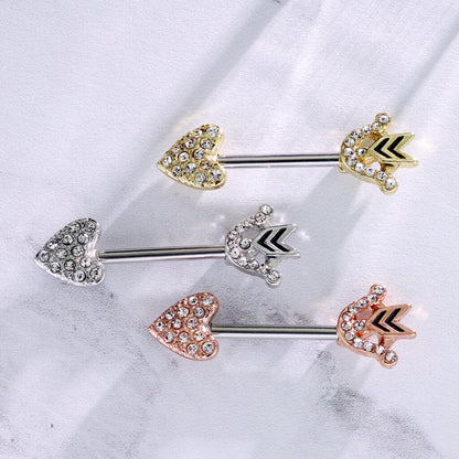 Nipple Piercing Heart Arrow Zirconia