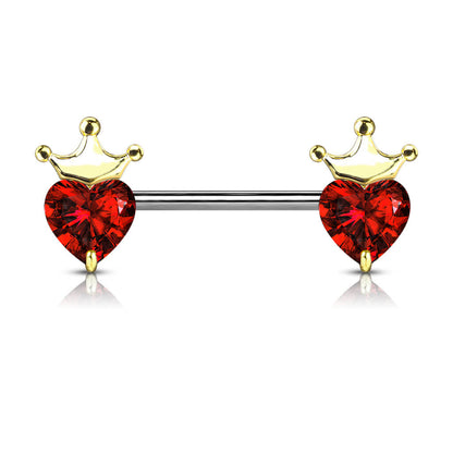 Piercing Capezzolo Cuore di zircone coronato