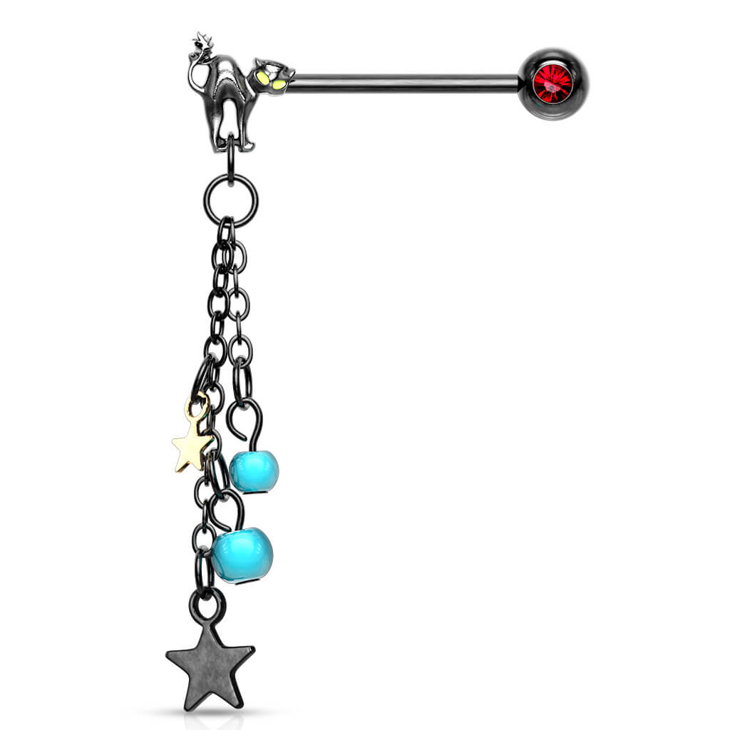 Nipple Piercing Chain Star turquoise dangle