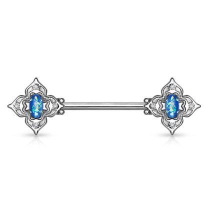 Nippelpiercing Blume Zirkonia Opal