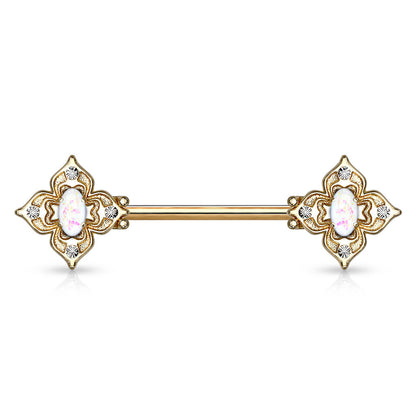 Nippelpiercing Blume Zirkonia Opal