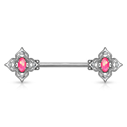 Nipple Piercing Flower Zirconia Opal