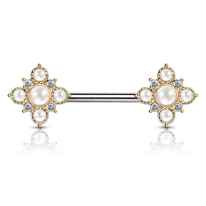 Nipple Piercing Flower Pearls Zirconia